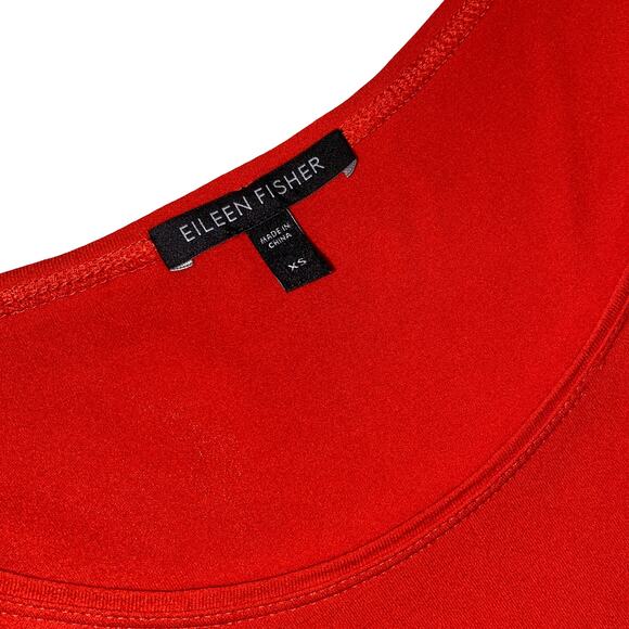 100% Silk Red Short Sleeve Blouse Scoop Neck Top by EILEEN FISHER in XS - Picture 3 of 6